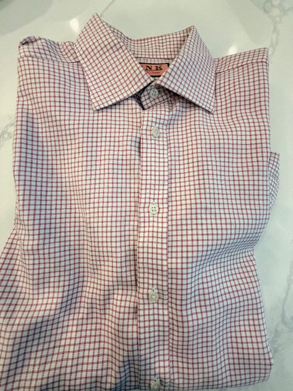 Thomas Pink Prestige Dress Shirt - Pink Check - Size 16 - 34 1/2 Medium
